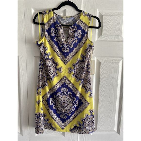 Haani New York Women's‎ Petite Medium Yellow Paisley Sleeveless Dress NEW - Picture 1 of 7